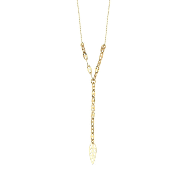 14ct Chain Detayli Yaprak Figurlu Gold Necklace