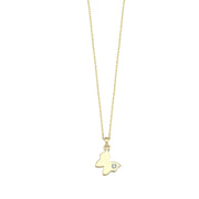 14ct Stone Set Kelebek Figurlu Gold Necklace