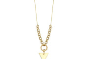 14ct Chain Detayli Ucgen Figurlu Gold Necklace