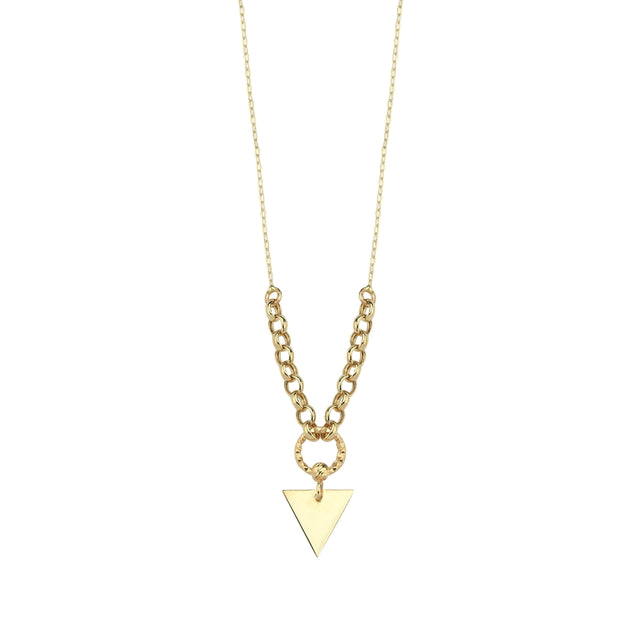 14ct Chain Detayli Ucgen Figurlu Gold Necklace