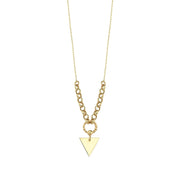 14ct Chain Detayli Ucgen Figurlu Gold Necklace