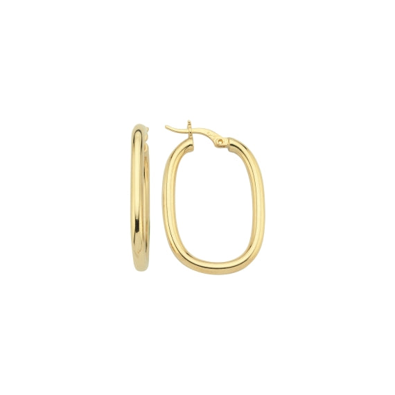 14ct Oval Hoop Gold Earrings
