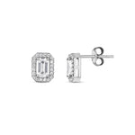Load image into Gallery viewer, White Gold Baguette Earrings