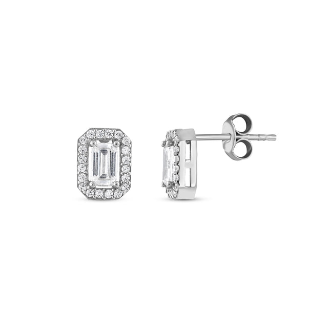 White Gold Baguette Earrings