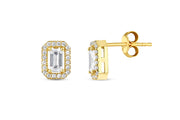 Yellow Gold Baguette Earrings