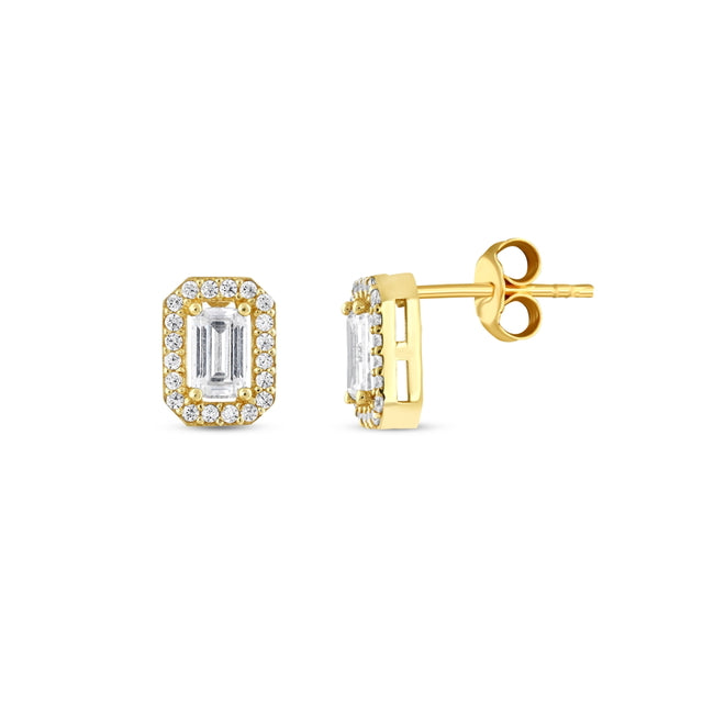 Yellow Gold Baguette Earrings
