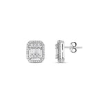 Load image into Gallery viewer, White Gold Baguette Earrings