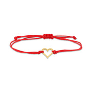 14ct Heart Motif Cord Gold Bracelet
