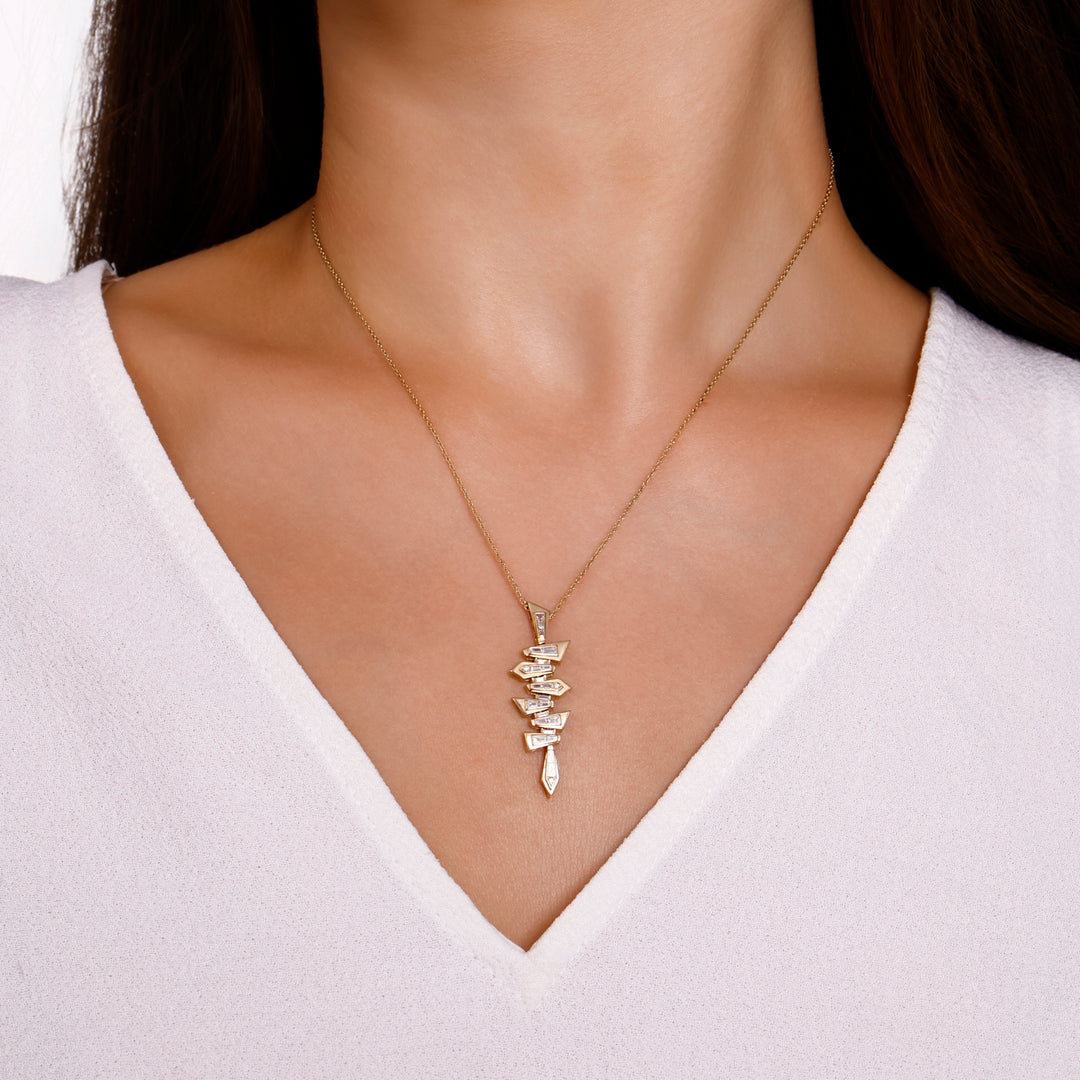 0.37 Karat Baguette Stone Set Diamond Necklace