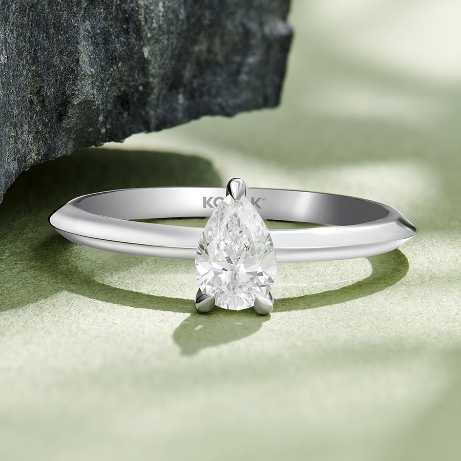 0.50 Karat GH SI Pear Cut Diamond Ring
