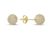 14ct Stone Set Design Ball Stud Gold Earrings