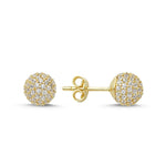 Load image into Gallery viewer, 14ct Stone Set Design Ball Stud Gold Earrings