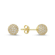 14ct Stone Set Design Ball Stud Gold Earrings