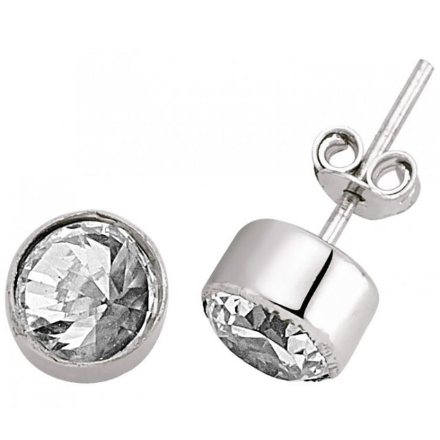 14ct Solitaire White Gold Earrings