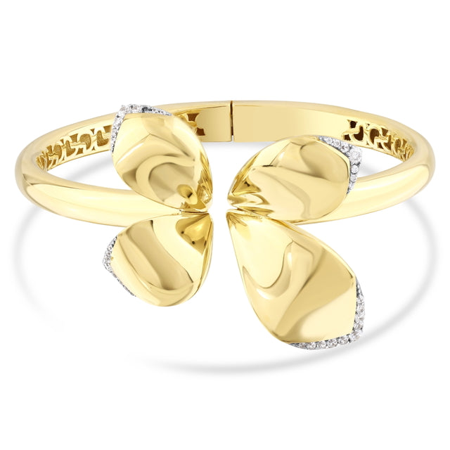 14ct Mimosa Design Gold Cuff Bracelet