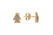 14ct Penguen Figurlu Gold Earrings