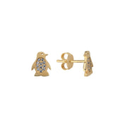 14ct Penguen Figurlu Gold Earrings