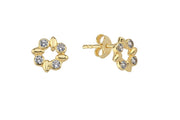 14ct Stone Set Kranz Design Gold Earrings