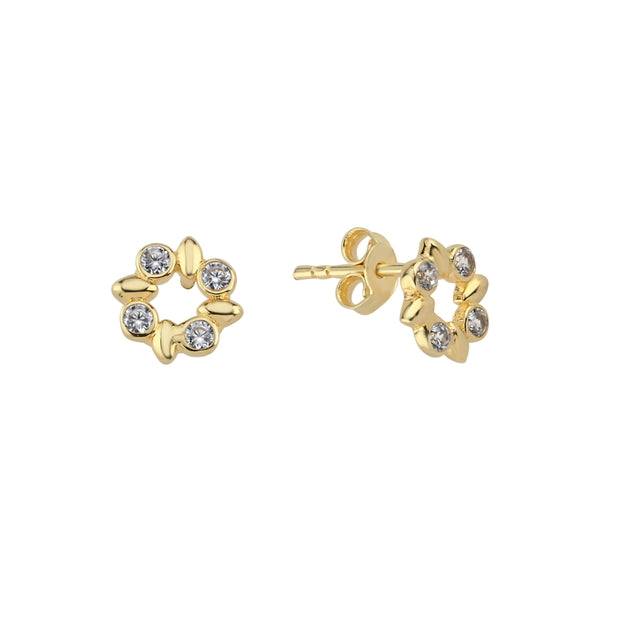 14ct Stone Set Kranz Design Gold Earrings