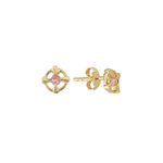 Load image into Gallery viewer, 14ct Rose Stone Set Aster Design Gold Earrings