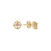 14ct Rose Stone Set Aster Design Gold Earrings