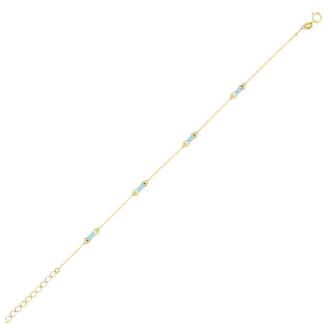 14ct Mavi Figurlu Design Gold Bracelet