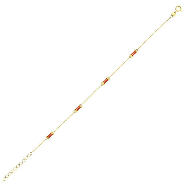 14ct Kirmizi Figurlu Design Gold Bracelet
