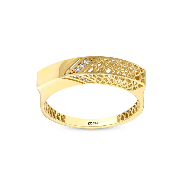 14ct Rete Design Gold Ring