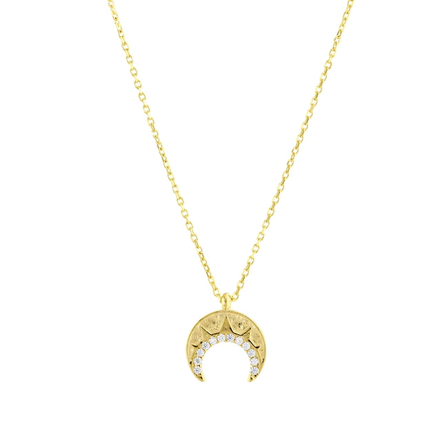 14ct Stone Set Design Moon Gold Necklace