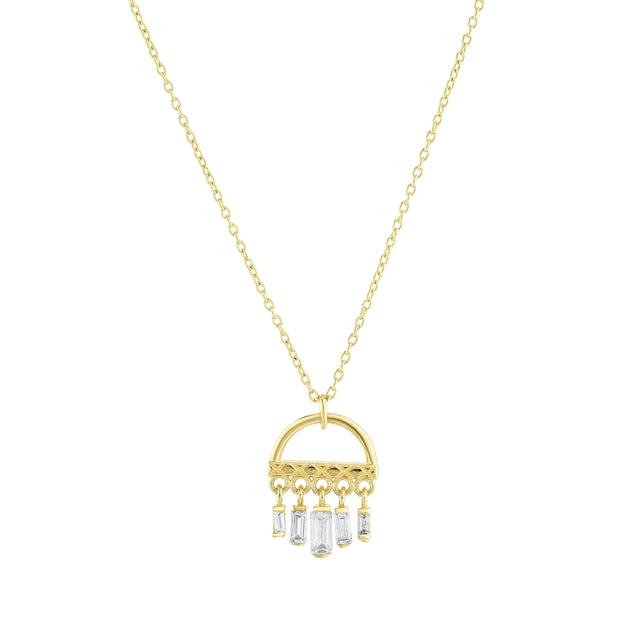 14ct Baguette Stone Set Design Gold Necklace