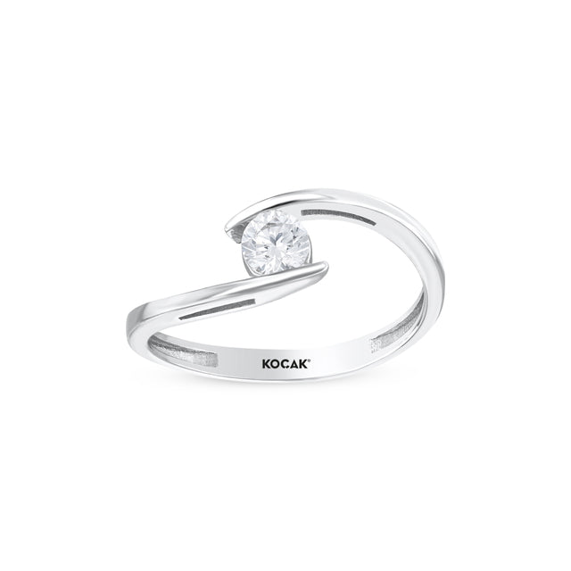 14ct Solitaire Design White Gold Ring