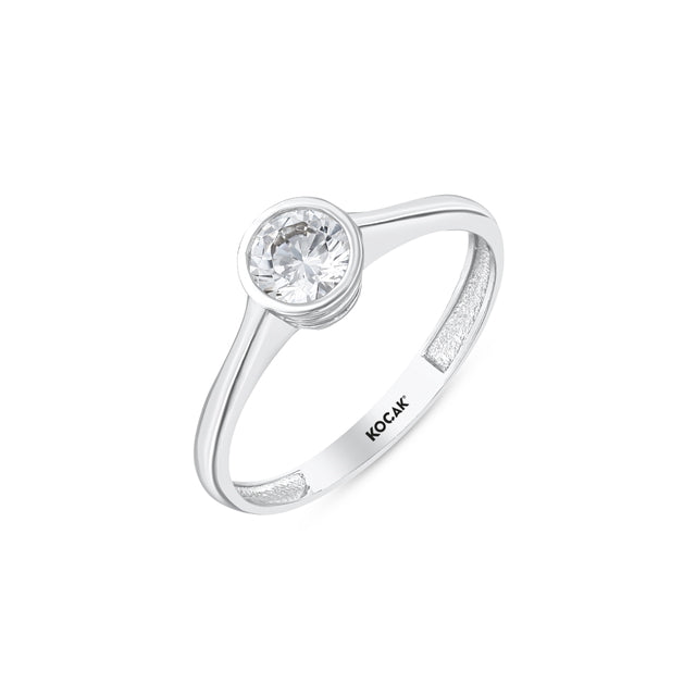 14ct Solitaire Design White Gold Ring