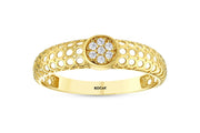 14ct Rete Design Stone Set Gold Ring