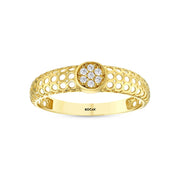 14ct Rete Design Stone Set Gold Ring
