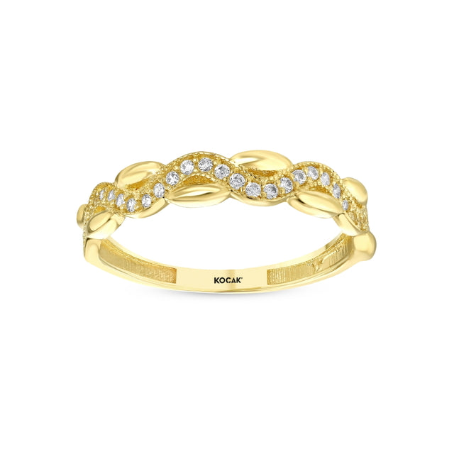 14ct Dalga Design Stone Set Gold Ring