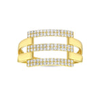 Load image into Gallery viewer, 14ct Triple Ribbed Design Stone Set Gold Ring