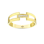 Load image into Gallery viewer, 14ct Ribbed Design Stone Set Gold Ring