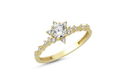 Lotus Stone Set Solitaire Yellow Gold Ring