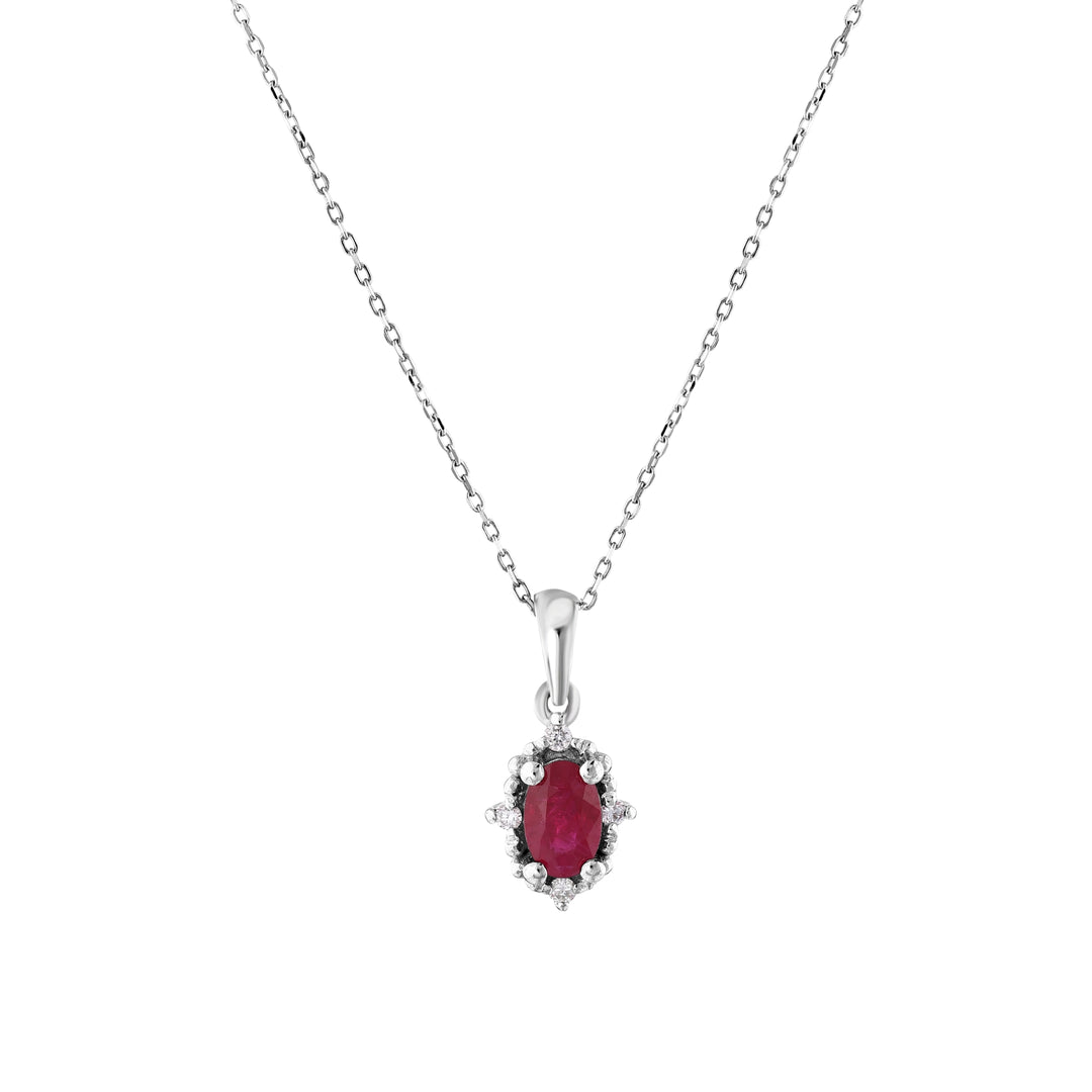 0.31 Karat Ruby Stone Set Diamond Necklace