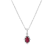 0.31 Karat Ruby Stone Set Diamond Necklace