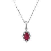 0.31 Karat Ruby Stone Set Diamond Necklace