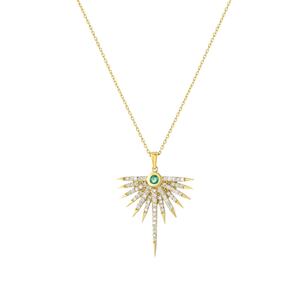 0.41 Karat Emerald Stone Set Diamond Necklace