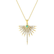 0.41 Karat Emerald Stone Set Diamond Necklace