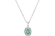 0.33 Karat Emerald Stone Set Diamond Necklace