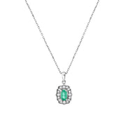 0.33 Karat Emerald Stone Set Diamond Necklace