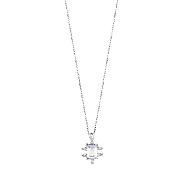 14ct Baguette Stone Set Design Gold Necklace