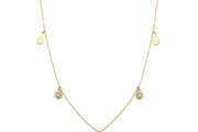 14ct Teardrop Design Stone Set Gold Necklace