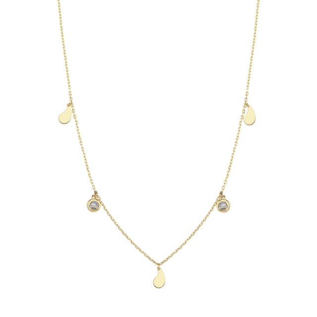 14ct Teardrop Design Stone Set Gold Necklace