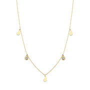 14ct Teardrop Design Stone Set Gold Necklace