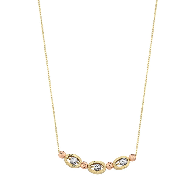 14ct Tri-Colour Design Sparkling Gold Necklace